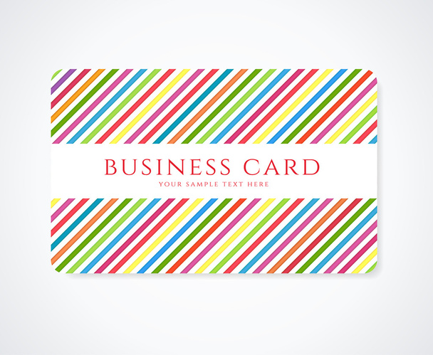 Colorful business card or Gift card (discount card) with stripy pattern. Bright background design usable for gift coupon, voucher, invitation, ticket etc. Vector - Wektor, obraz