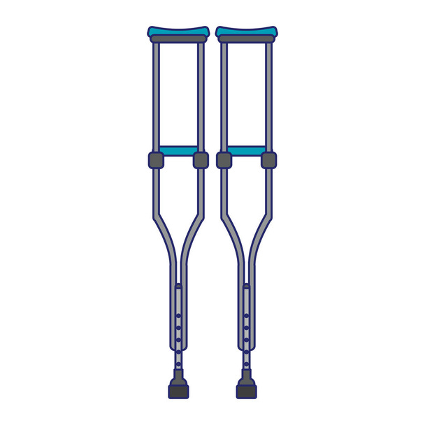 handicap crutches isolated blue lines - Vector, Image