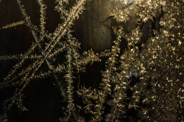 Frosty ablaküveg textúra, jég minta. - Fotó, kép