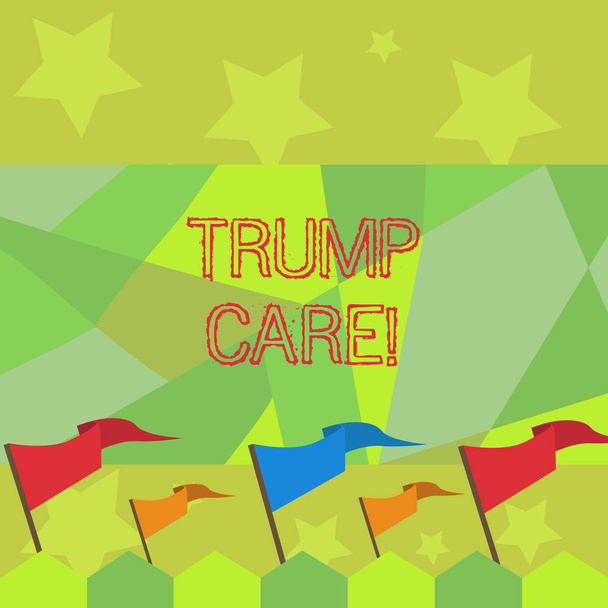 Conceptuele hand schrijven weergegeven: Trump Care. Zakelijke foto text refereerd naar de vervanging voor betaalbare zorg Act in de Verenigde Staten. - Foto, afbeelding