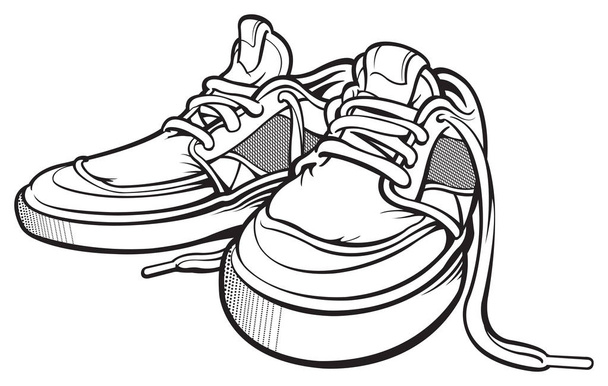 Παπούτσια skateboard μαύρο και άσπρο - Διάνυσμα, εικόνα