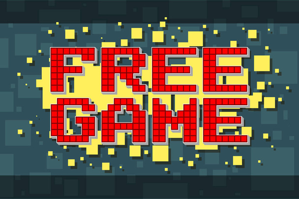 Kırmızı piksel retro özgür oyun düğme video oyunları için - Vektör, Görsel