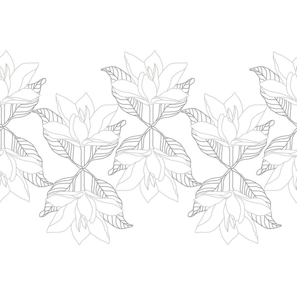 Monochrome Magnolienblüte nahtlosen Rand. einzigartiges Design - Vektor, Bild