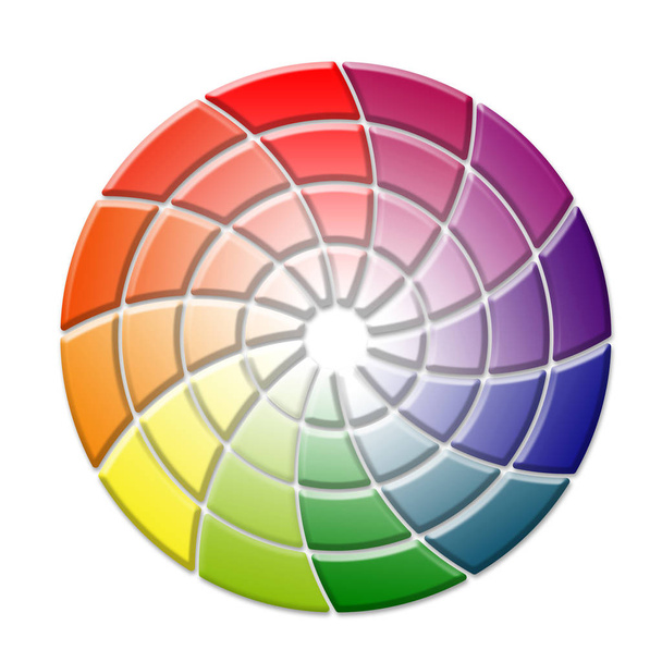 Tridimensional color wheel concept on white background - Φωτογραφία, εικόνα