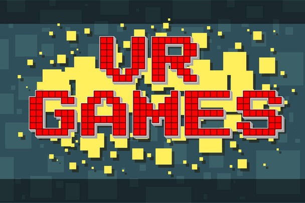 roter Pixel Retro-Text-Knopf für Videospiele - Vektor, Bild
