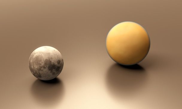 Saturno Luna Titán y Tierra Luna en blanco
 - Foto, imagen