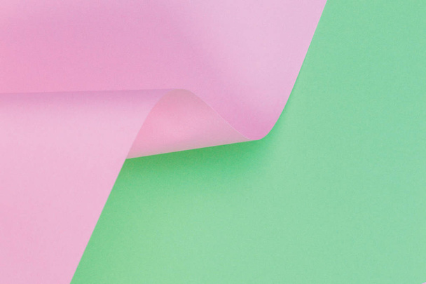 Abstract geometric shape pastel pink and green color paper background - Photo, Image