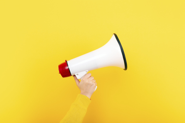 megaphone on a yellow background - Photo, Image