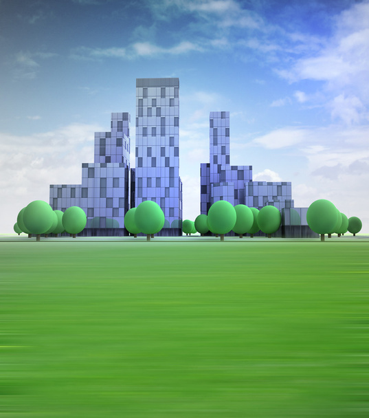 paisaje urbano azul con edificios de oficinas en el cielo
 - Foto, imagen