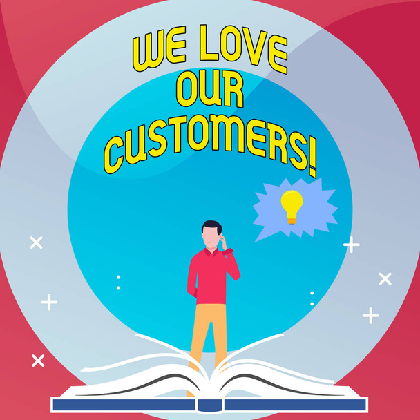 Slovo, psaní textu jsme lásku našich zákazníků. Obchodní koncept pro klienta si zaslouží respekt spokojenosti dobré služby. - Fotografie, Obrázek