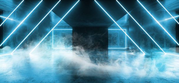 Rauch Hintergrund Dreieck neonblau Sci-Fi futuristische Fluorescen - Foto, Bild