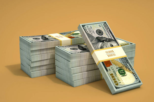 Stacks of 100 Dollar bills - Фото, изображение