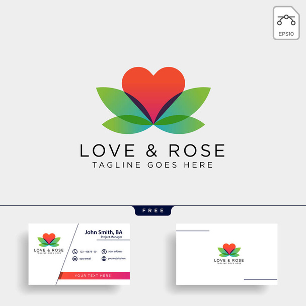 Αγάπη Rose λογότυπο πρότυπο διανυσματικά εικονογράφηση εικονίδιο στοιχείο της φύσης απομονωμένες - Διάνυσμα, εικόνα