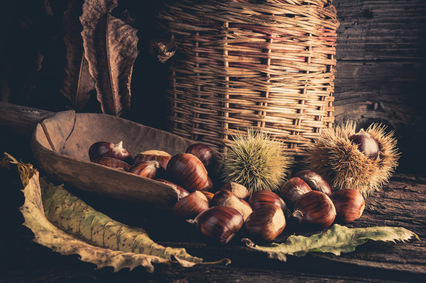 freshly harvested chestnuts - close uo - Fotó, kép