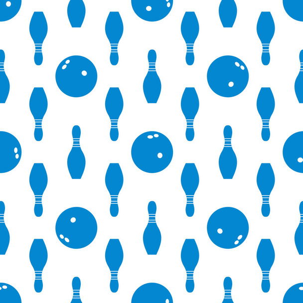 Seamless pattern with bowling pins and bowls. - Vector, Imagen