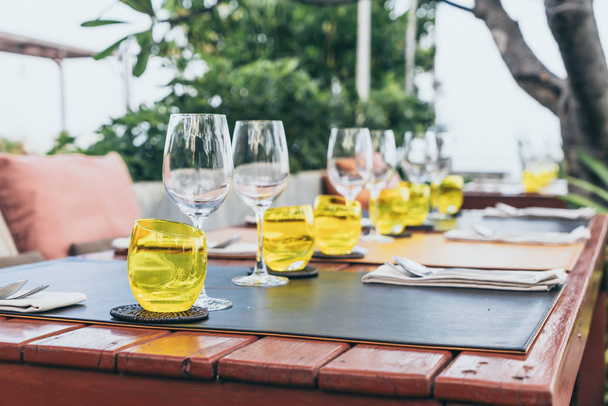 glass set on dinning table - Фото, изображение