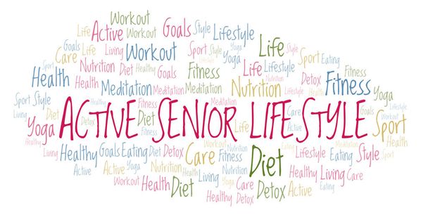 Nuage de mots Senior Lifestyle actif. Wordcloud fait avec du texte seulement
. - Photo, image