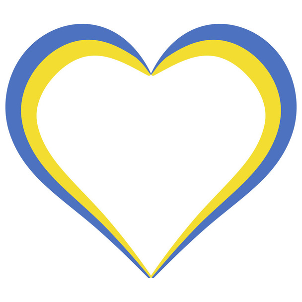 ウクライナ、ウクライナ、大好きベクトルのハート形のフラグ書道心色旗を概要します。 - ベクター画像