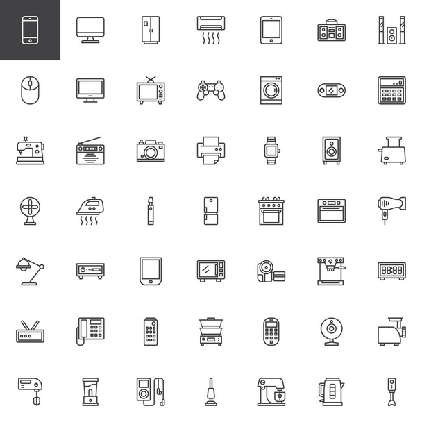 Domácí spotřebiče osnovy ikony nastavit - Vektor, obrázek