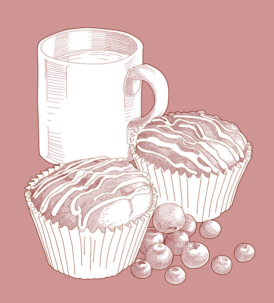 Cupcakes dessinés à la main vectorielle
 - Vecteur, image