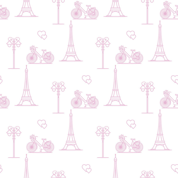Paris. Seamless pattern. Symbols and landmarks. - Vektor, kép