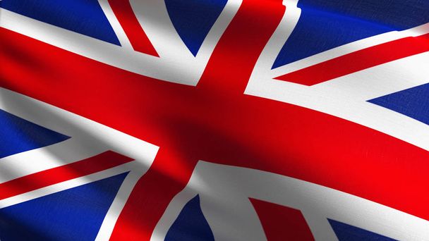 Ηνωμένο Βασίλειο εθνική σημαία ανατίναξη στον άνεμο απομονωμένη. Offic - Φωτογραφία, εικόνα