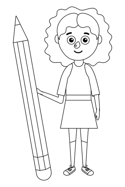 молода дівчина великий олівець
 - Вектор, зображення