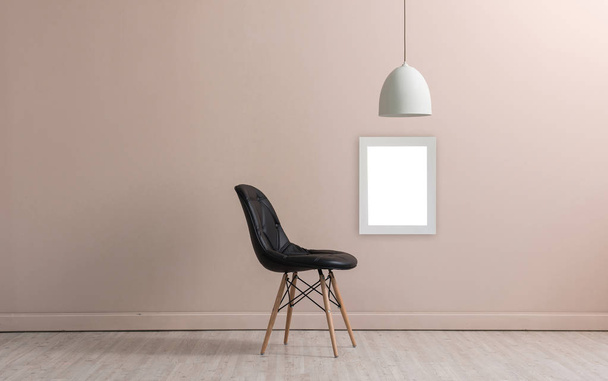 wall and  concept interior room, decoration lamp and chair object - Foto, Bild