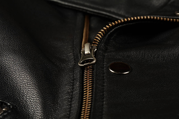 Close up of leather jacket details, Biker jacket - Photo, Image