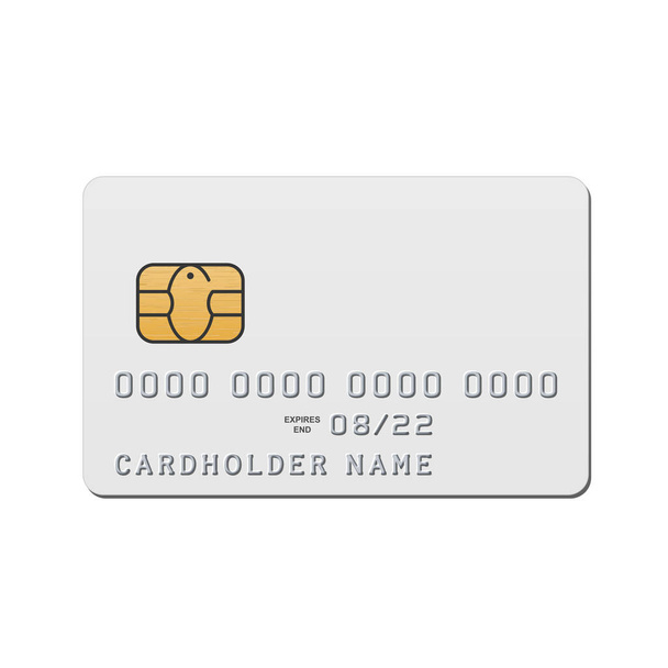 Plantilla de tarjeta de crédito blanca en blanco. Vector maqueta de tarjeta de crédito con chip EMV
 - Vector, Imagen