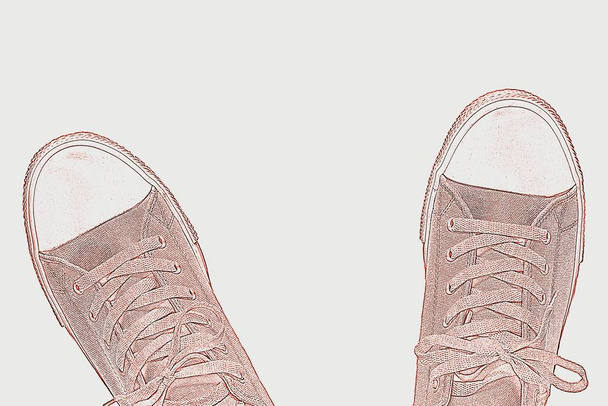 fashionable gym shoes closeup on a white background - Photo, Image