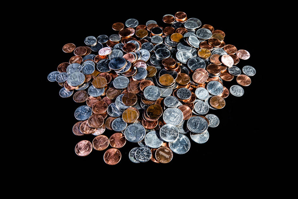 amerikai dollár arany és ezüst érmék háttér  - Fotó, kép