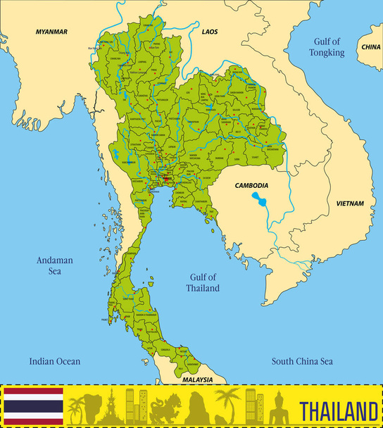 Χάρτης της Ταϊλάνδης - Διάνυσμα, εικόνα