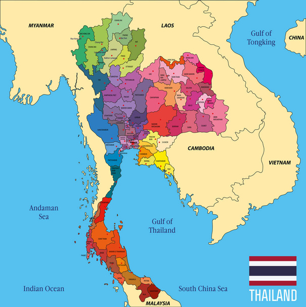 Mapa de Tailandia
 - Vector, Imagen