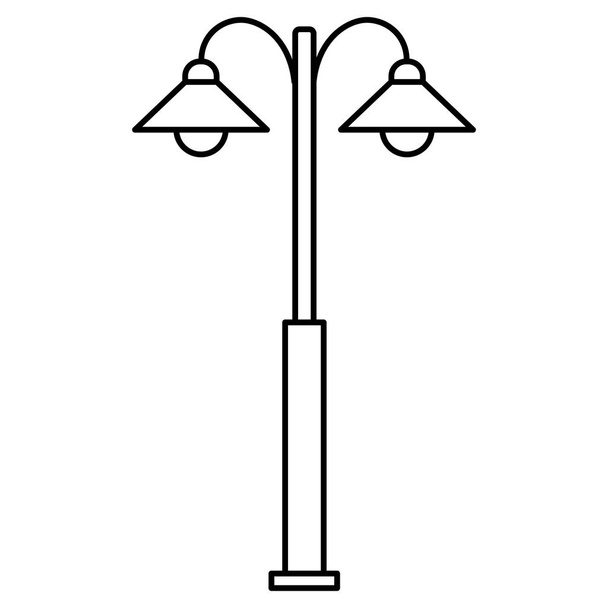 Černé & bílé vektorové ilustrace cesty chodník zahradní lampy. L - Vektor, obrázek