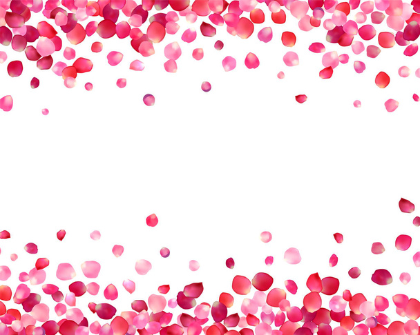 Белый фон с розовыми лепестками роз
  - Вектор,изображение