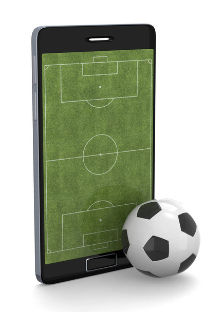 Smartphone and Soccer - 3D - Valokuva, kuva