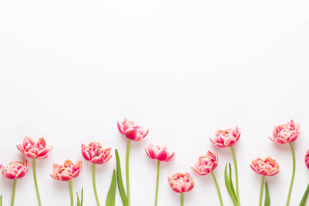 Spring flowers tulips on pastel colors background. Retro vintage - Valokuva, kuva