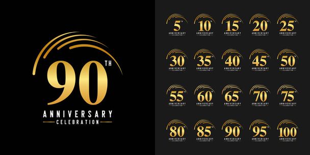 Set of anniversary logotype. Golden anniversary celebration embl - Vector, Image