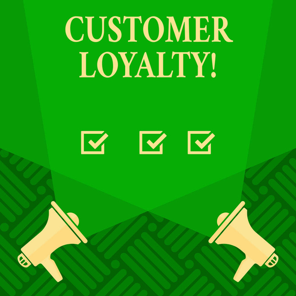 Text sign showing Customer Loyalty. Conceptual photo Client Satisfaction LongTerm relation Confidence. - Photo, Image
