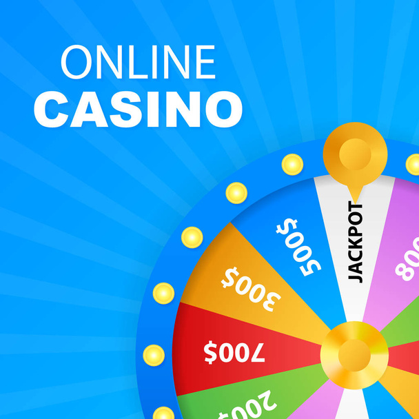 3D-s szerencse rulett. Kerék szerencse játék és win jackpot. Online kaszinó koncepció. Internet kaszinó marketing. - Vektor, kép