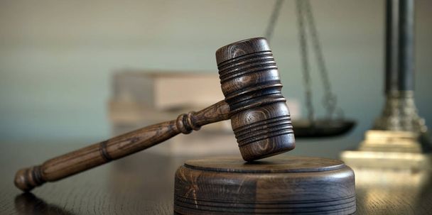 ξύλινο σφυρί στο δικαστήριο, της δικαιοσύνης και δικαίου έννοια  - Φωτογραφία, εικόνα