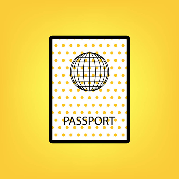 Passport sign illustration. Vector. Yellow polka dot white icon  - Vetor, Imagem