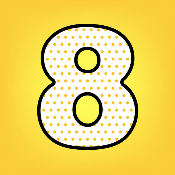 8 番サインはデザイン テンプレートの要素です。ベクトル。黄色の水玉  - ベクター画像