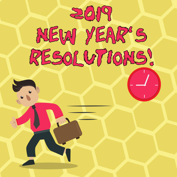 Teksti merkki osoittaa 2019 uudenvuoden S päätöslauselmat. Käsitteellinen kuva Luettelo saavutettavista päämääristä tai tavoitteista
. - Valokuva, kuva