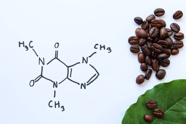 chemical structure of a caffeine molecule - Photo, Image