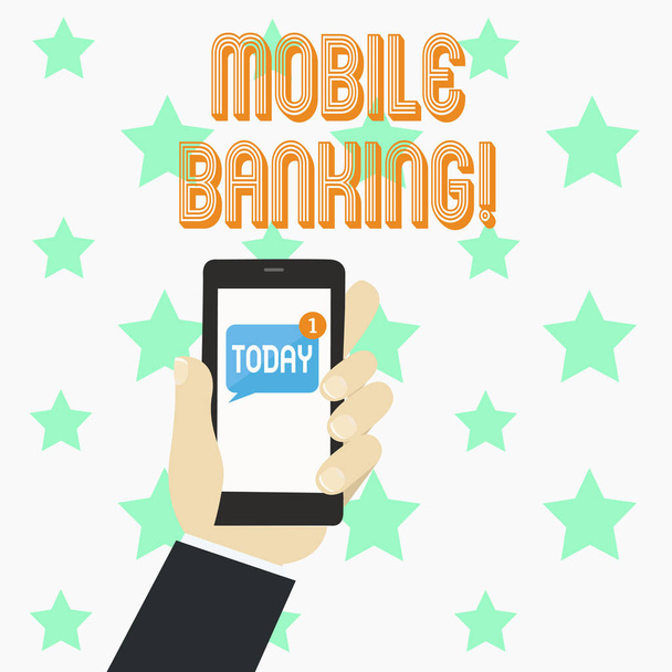 Λέξη κείμενο γράφοντας Mobile Banking. Επιχειρηματική ιδέα για Online πληρωμές με χρήματα και πράξεις εικονική τράπεζα. - Φωτογραφία, εικόνα