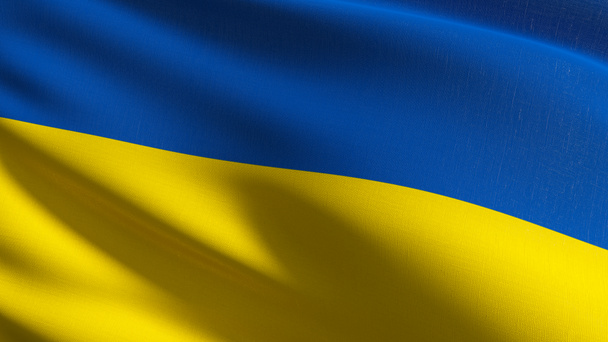 Bandeira nacional da Ucrânia soprando no vento isolado. Pat oficial
 - Foto, Imagem