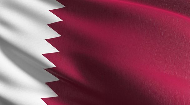 Bandera nacional de Qatar soplando en el viento aislado. Patri oficial
 - Foto, imagen