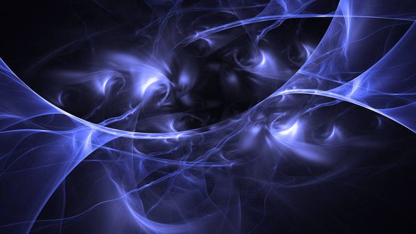 3D rendering abstract blue fractal light background - 写真・画像